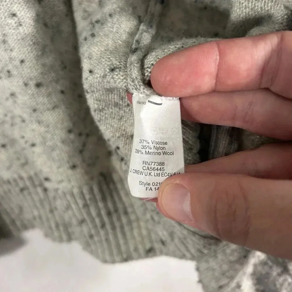 J. Crew Cardigan Women's Small Grey Wool Blend Open Front Long Sleeve